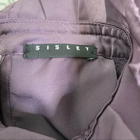 Sisley ruffle high neck sleeveless plum top size S - Picture 4 of 6